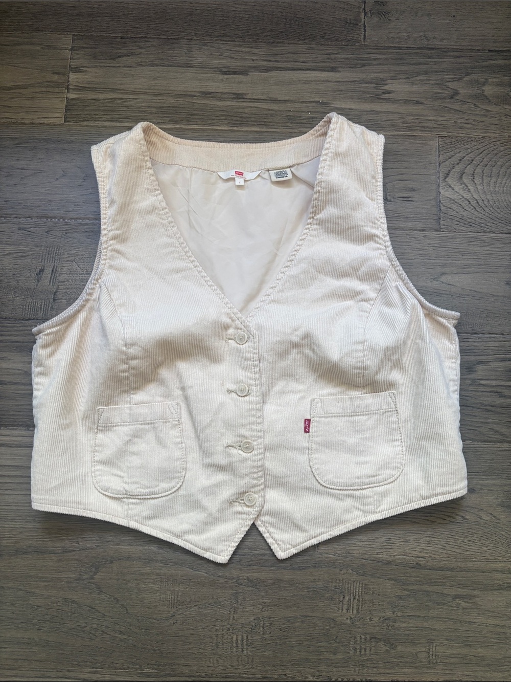 Levi's | Vintage Inspired Tailored Corduroy Vest in Ivory Cream Size Large - Picture 5 of 15